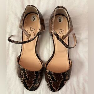 AGL Made In Italy Heels Sz 9 NWOT | AGL Summer Heels | AGL Snake Print Heels -